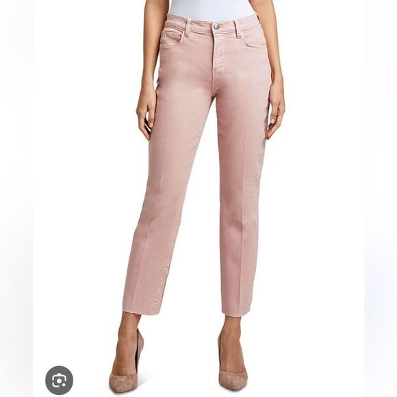 NWT L’Agence Sada High Rise Cropped Straight Jeans In Dusty Pink Size 25 - Picture 1 of 16